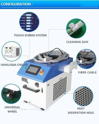1000W 1500W 2000W 3000W Καθαριστή ινών λέιζερ Απομάκρυνση σκουριάς με σύστημα ελέγχου PLC